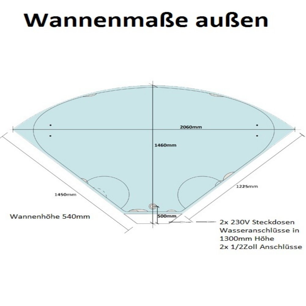 Duschtempel Exclusive Wannenmaße aussen